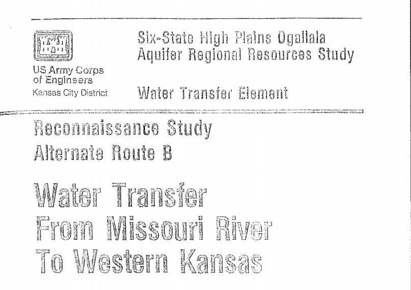 1982 High Plains Study on Water Transfer Element